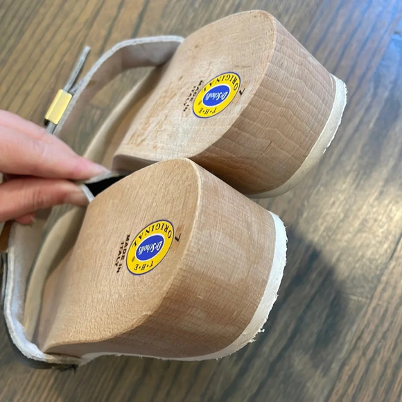 DR SCHOLLS Vintage 1980s black leather wooden The Original Sandal Exercise - Picture 11 of 14